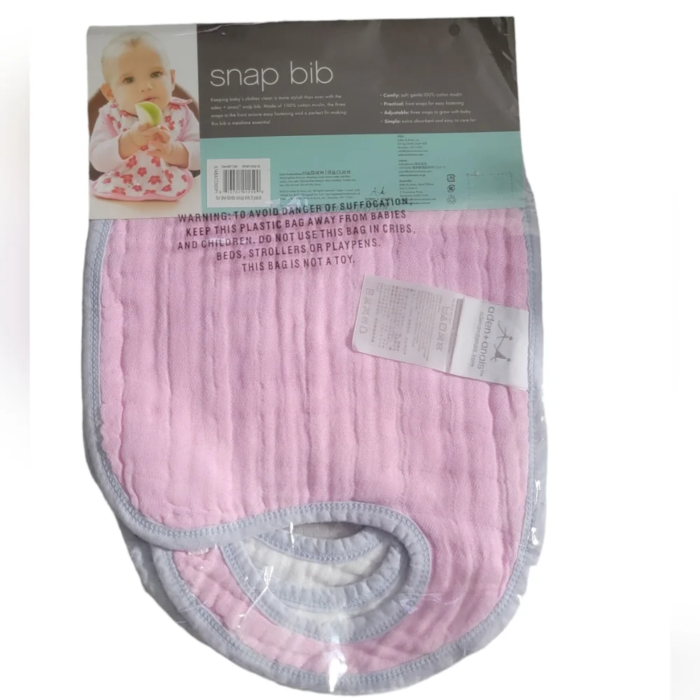 ADEN + ANAIS FOR THE BIRDS CLASSIC SNAP BIBS 3-PACK